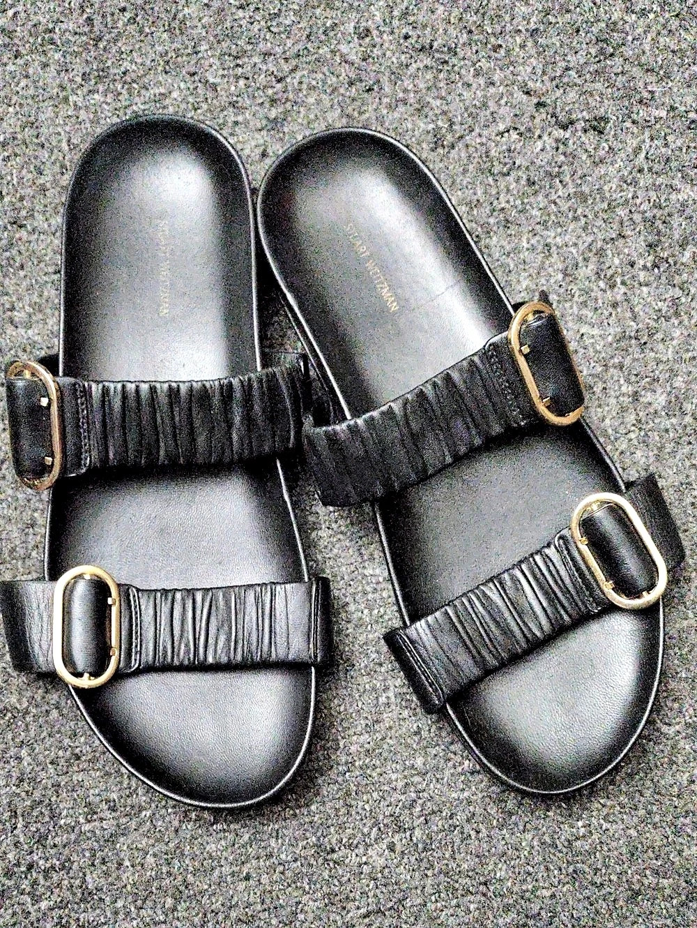 Stuart Weitzman Black Leather Buckle Sandals US 9